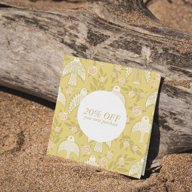 Cartão De Desconto Falcões e Rosas - Menino Elegante Ilustrado (Criador carregado)