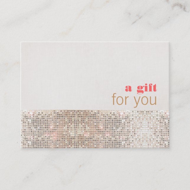 Cartão De Desconto Faux Sequins Hair Salon e Spa Gift Certificate (Frente)