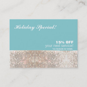 Cartão De Desconto Faux Sequins Salon e Spa Holiday Gift Card