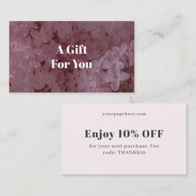Cartão De Desconto Feminine and romantic pink lilac  (Frente/Verso)