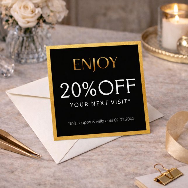 Cartão De Desconto Glamorous Black & Gold Lash Tech  (Criador carregado)