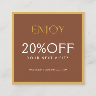 Cartão De Desconto Glamorous Gold & Brown Lash Tech 