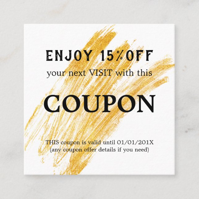 Cartão De Desconto Glitter de Onda Elegante Moderno (Frente)