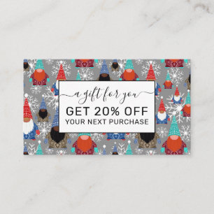 Cartão De Desconto Gnome Snowflake Ilustra Padrão de Natal