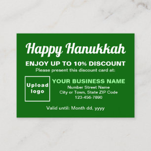Cartão de Desconto Hanukkah Verde Empresarial