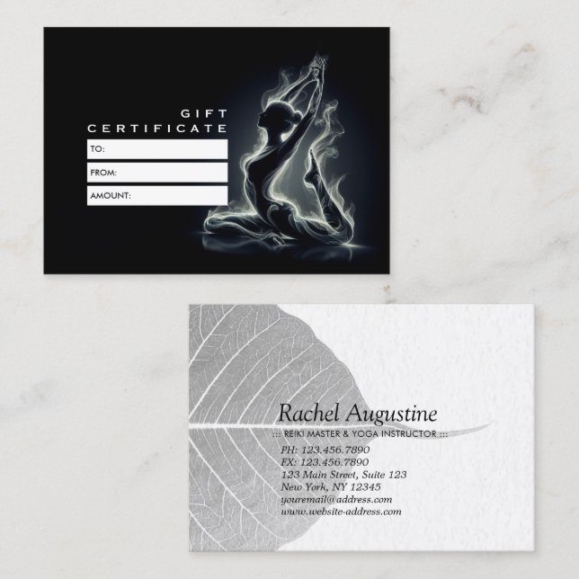 Cartão De Desconto Instrutor Yoga Reiki Pose Rei Pigeon com uma perna (Frente/Verso)