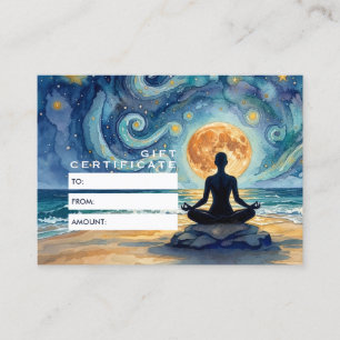Cartão De Desconto Ioga Meditação Céu Noturno Estrelado Lua Praia do