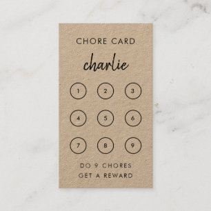 Cartão De Desconto Kraft Rustic Kids Chore Punch Card