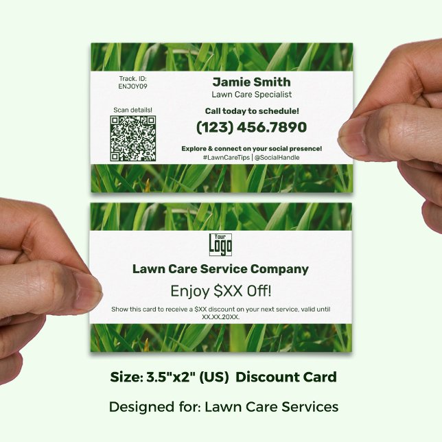 Cartão De Desconto Lawn Care Service - Build Brand Loyalty - (Lawn Care Service - Build Brand Loyalty - Discount Card; Size: 3.5 x 2 Inch (US))