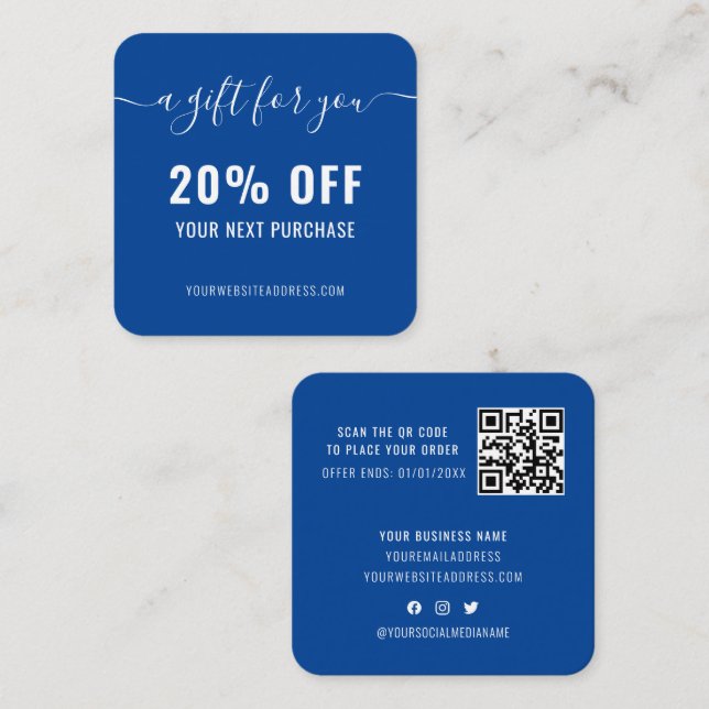 Cartão De Desconto Lealdade de código QR elegante comercial Promoção  (Frente/Verso)