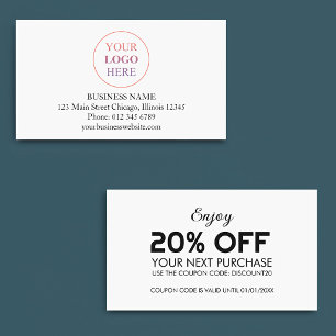 Cartão De Desconto Logotipo de Promocional personalizado - Sem pedido
