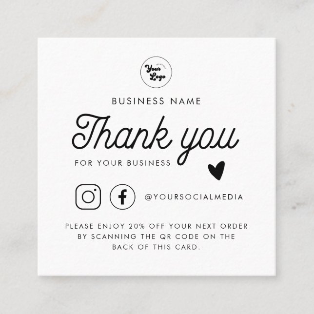 Cartão De Desconto Logotipo personalizado Código QR Mídia social Obri (Frente)