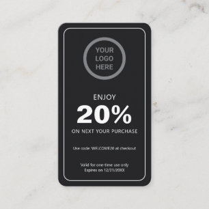 Cartão De Desconto Logotipo personalizado Marca comercial preto perso