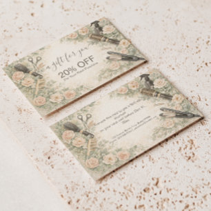 Cartão De Desconto Marca de Estilista de Cabelo com Aquarela Floral