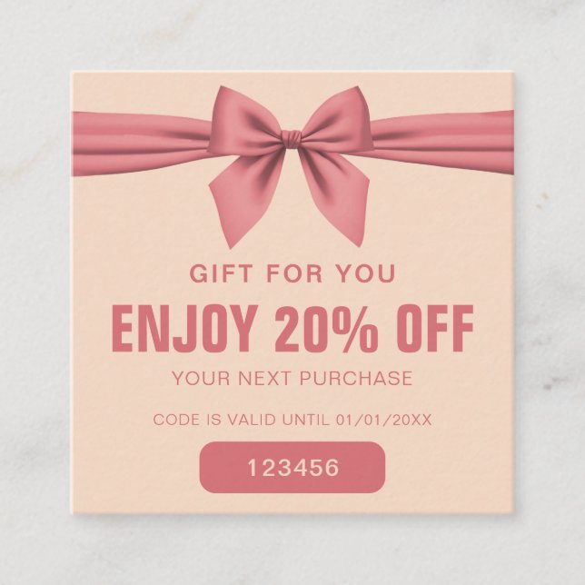 Cartão De Desconto Minimalist Dusty Rose Cream Beauty  (Frente)