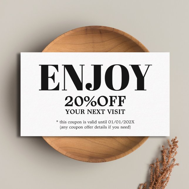 Cartão De Desconto Modern Minimalist Black White Bold Beauty (Criador carregado)