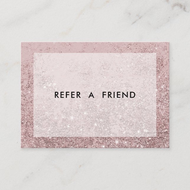 Cartão De Desconto Modern Rosegold Glitter Salon (Frente)