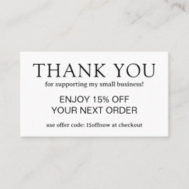 Cartão De Desconto Monograma preto e branco simples moderno