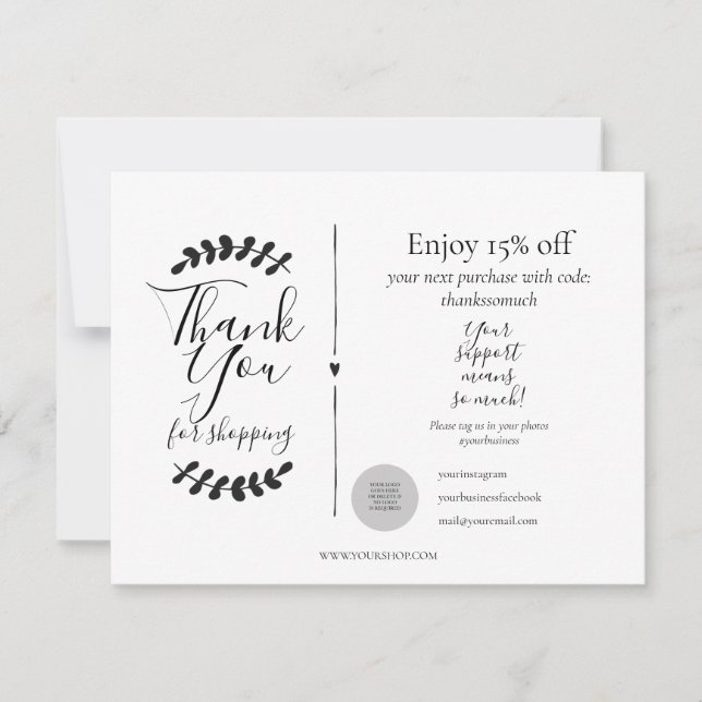 Cartão de Desconto Obrigado por Comprar (Frente)