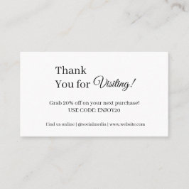 Cartão De Desconto Obrigados para o Amor | Negócios modernos monocrom