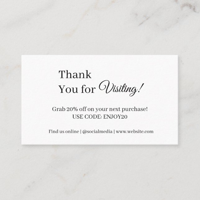 Cartão De Desconto Obrigados para o Amor | Negócios modernos monocrom (Frente)