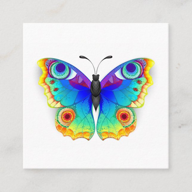 Cartão De Desconto Olho Peacock da Borboleta Arco-Íris (Frente)