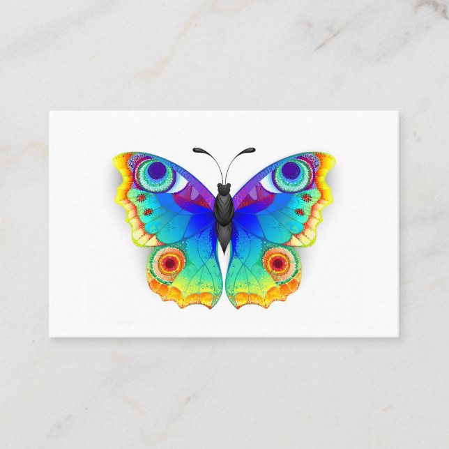 Cartão De Desconto Olho Peacock da Borboleta Arco-Íris (Frente)