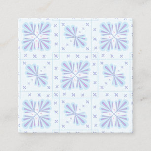 Cartão De Desconto Padrão de repetição floral geométrica azul pastel