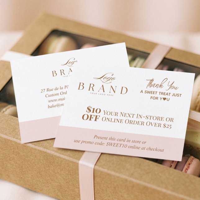 Cartão De Desconto Pink Baker Thank You Promo Code Pastry Bakery Logo (Pink Baker Thank You Promo Code Pastry Bakery Logo Discount Card)