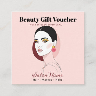 Cartão De Desconto Presente de Beleza Rosa Salão Personalizado