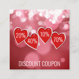 Cartão De Desconto Promocional de Dias de os namorados vermelhos