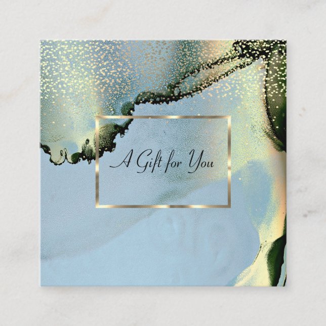 Cartão De Desconto Quadro Dourado Elegante, Tinta de Álcool Confetti (Frente)