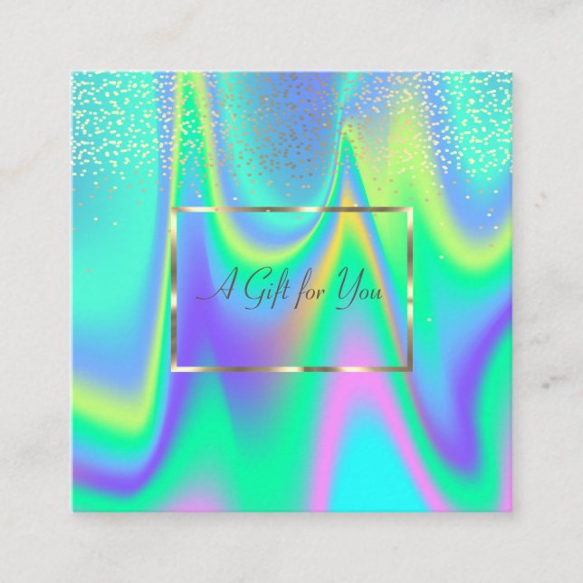 Cartão De Desconto Quadro Dourado Holográfico Moderno Elegante, Confe (Frente)