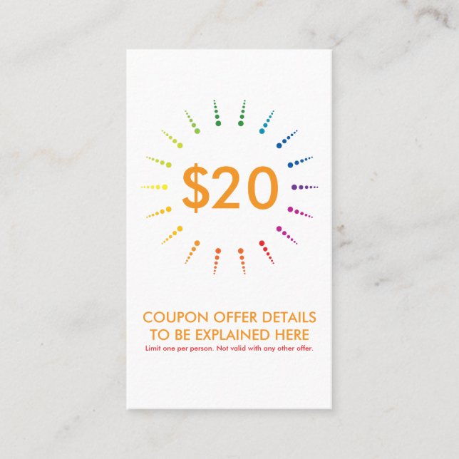 Cartão De Desconto rainbowBurst do vale (Frente)