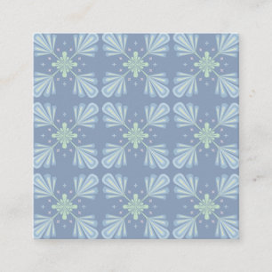 Cartão De Desconto Repetição abstrata floral azul pastel