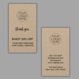 Cartão De Desconto Rustic Kraft Business Obrigado