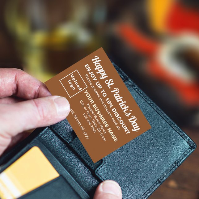 Cartão de Desconto Saint Patrick Brown (Attract more customers this Saint Patrick's Day. Business Saint Patrick brown discount card.)