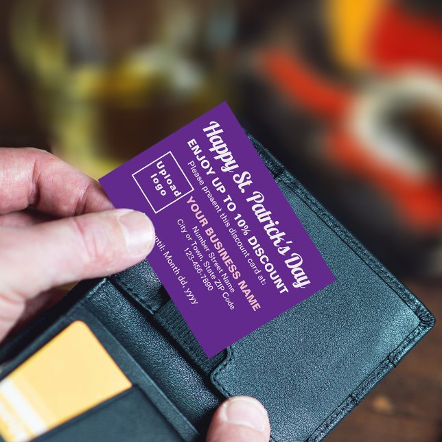 Cartão de Desconto Saint Patrick Purple (Attract more customers this Saint Patrick's Day. Business Saint Patrick purple discount card.)