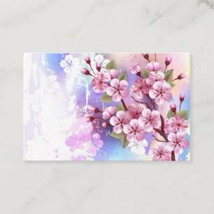Cartão De Desconto Sakura rosa no fundo da pintura