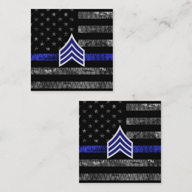 Cartão De Desconto Sargento Stripes Thin Blue Line Sinalizador de Dis (Frente/Verso)