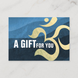 Cartão De Desconto Símbolo Azul e Dourado OM do Instrutor de Meditaçã