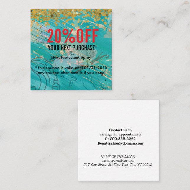 Cartão De Desconto Simple Elegant Beauty Salon (Frente/Verso)