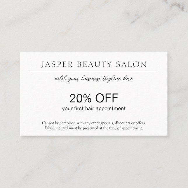 Cartão De Desconto Simples Elegante Professional Mínimo Código QR Mod (Frente)