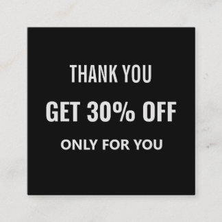 Cartão De Desconto Simples minimalista Tendência moderna preto e bran
