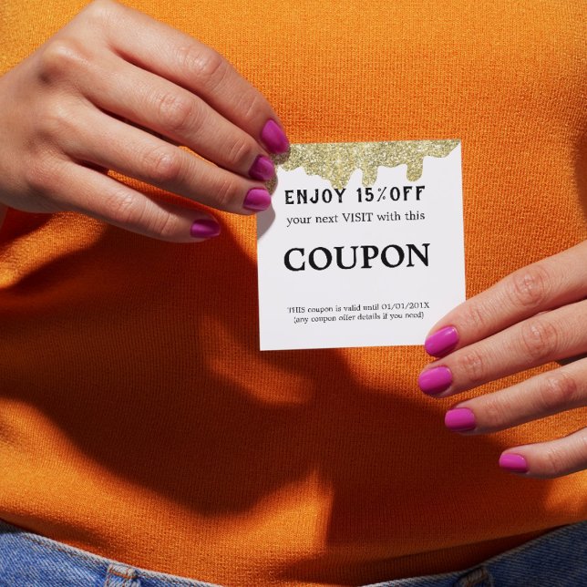 Cartão De Desconto Sinalização holográfica - Glama moderno - Dourado  (Holographic Signature Modern Glam Gold Glitter Discount Card
)