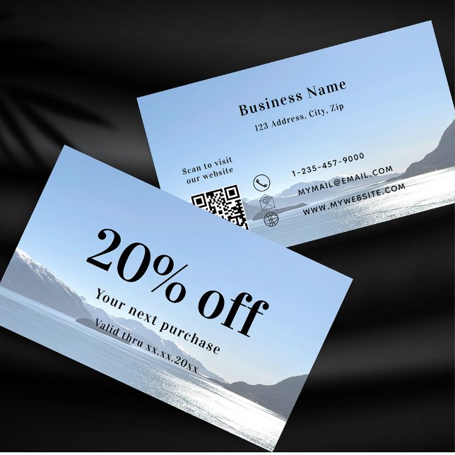 Cartão De Desconto Tabuleiro de fotografias personalizado do código q (Criador carregado)