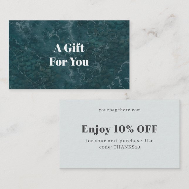 Cartão De Desconto Teal ocean, modern (Frente/Verso)