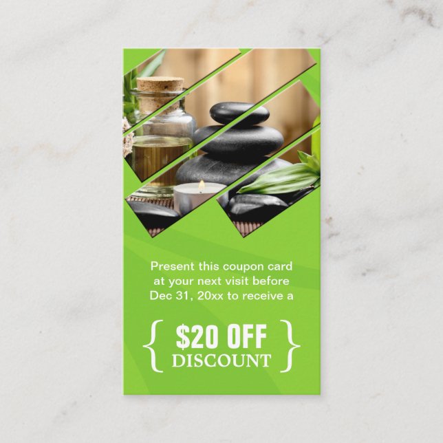 Cartão De Desconto Terapêutica De Massagem Do Coupon Zen Spa Salon (Frente)