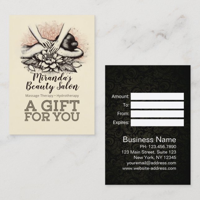 Cartão De Desconto Terapêutica de Massagem Terapia Mãos Energia Spa B (Frente/Verso)