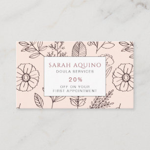 Cartão De Desconto Teste padrão floral lunático Doula ou parteira